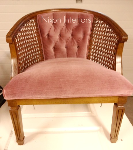 french cane barrel chair original upholstery with tufted back chair in pink velvet